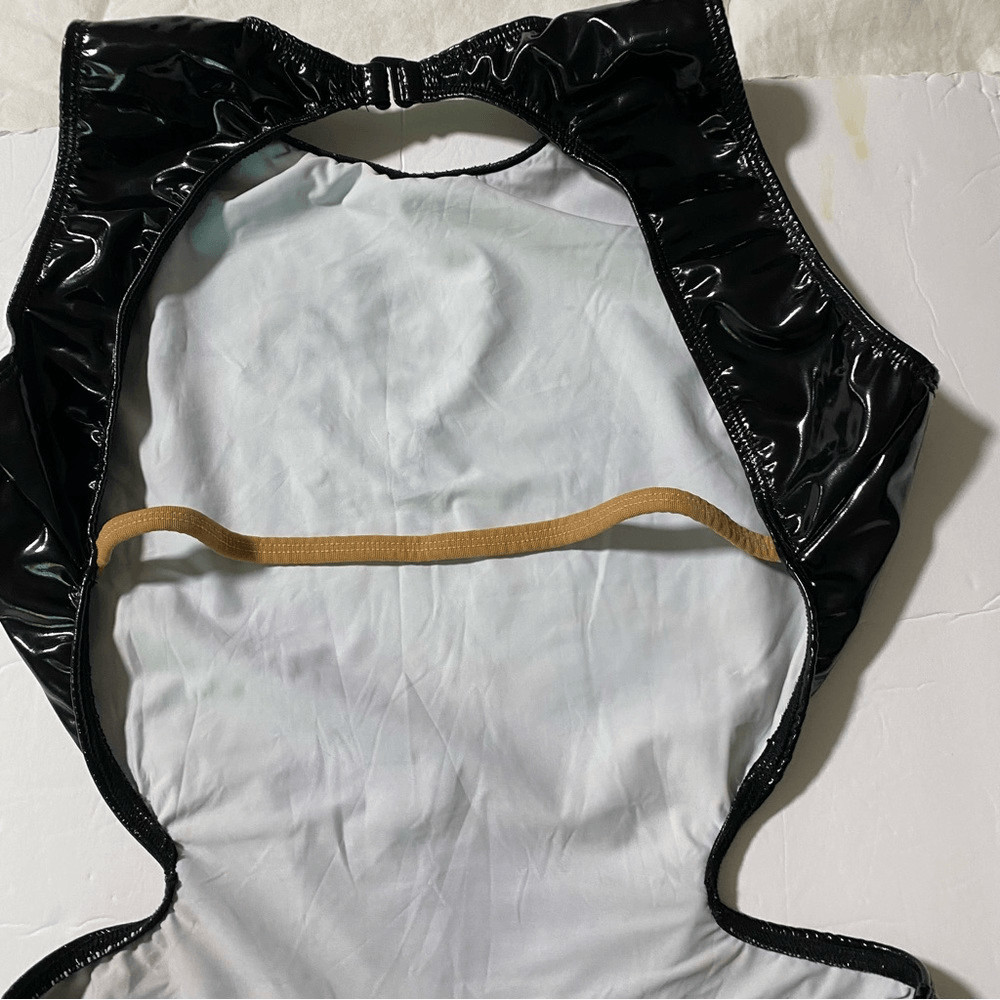 The Line up dance costume mature faux leather leotard DENISE LIQUID DRESS XL adl
