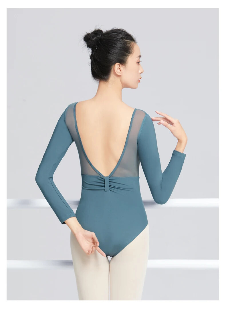 Ballet Leotards for Women Adult V-neck Dance Leotards Nylon Mesh Backless
