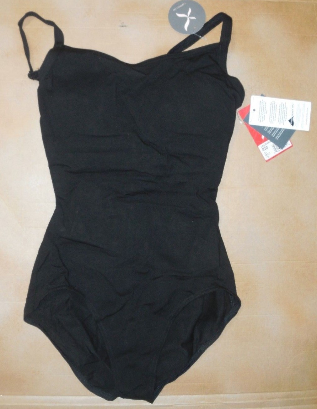 Capezio CC110 Black ladies sizes Cotton spandex camisole leotard w/ Bratek NWT