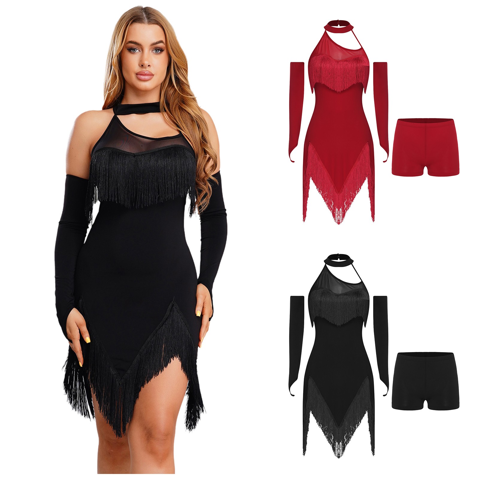 Womens Dancewear Halter Dress Rock Swing Outfits Tournament Costume Sleeveless