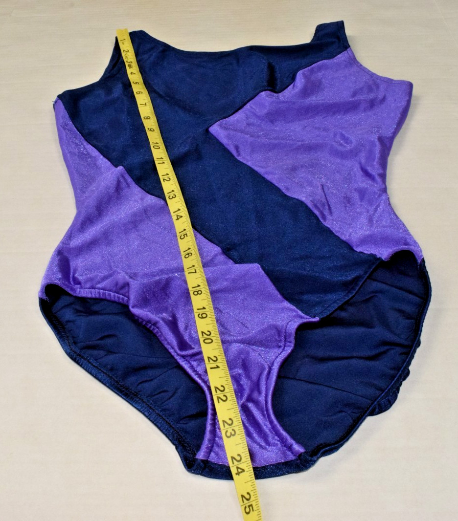 Vintage Leotard Flexatard Gilda Marx 70s Violet Navy Diagonal Shimmer Made USA