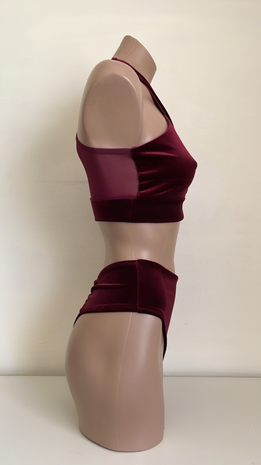 Schminke 🎩 Velvet & mesh Pole wear dance set ethereal top thong bottoms