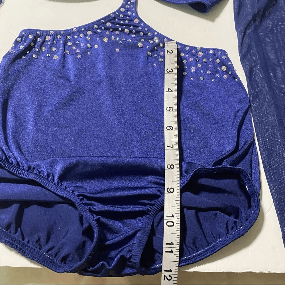 Kelle Competition Dance Costume Navy Blue Long Sleeve Lyrical Solo Adult Medium