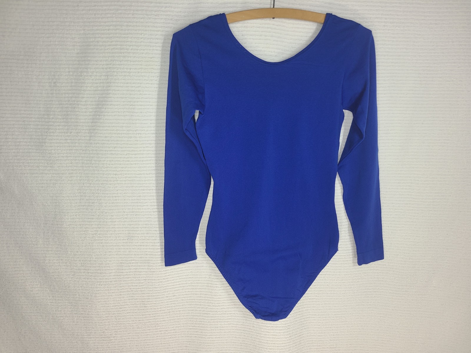 Vintage 1970s Stretch Leotard Long Sleeve Navy Blue Retro Gymnastics Women Small