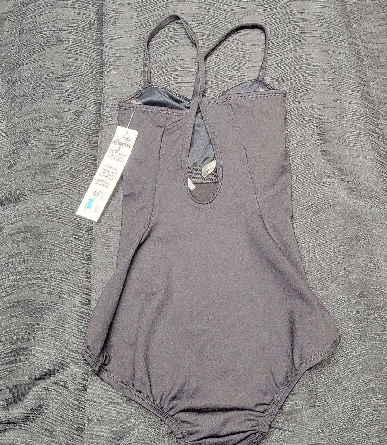 Body Wrappers Premiere Camisole Leotard Black Pinch Front Open Back SZ XS