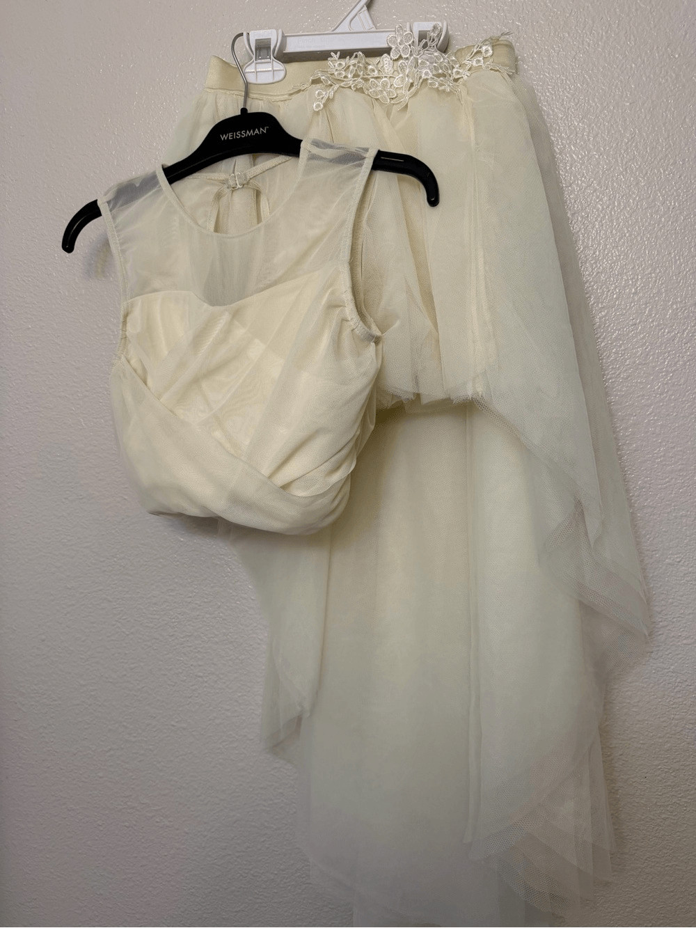 Weissman dance costume 2 piece 15434 I Know lyrical ivory tulle skirt SA adult