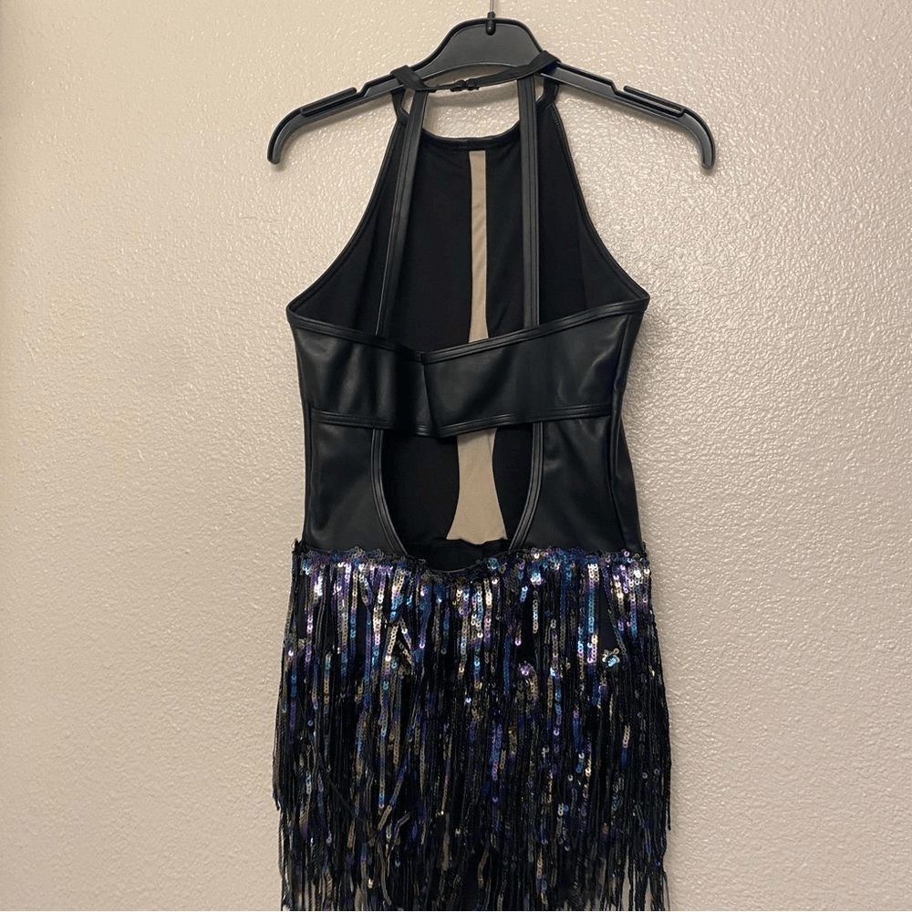 Weissman Elite dance costume Black faux leather mature Let Them Know 15878 SA