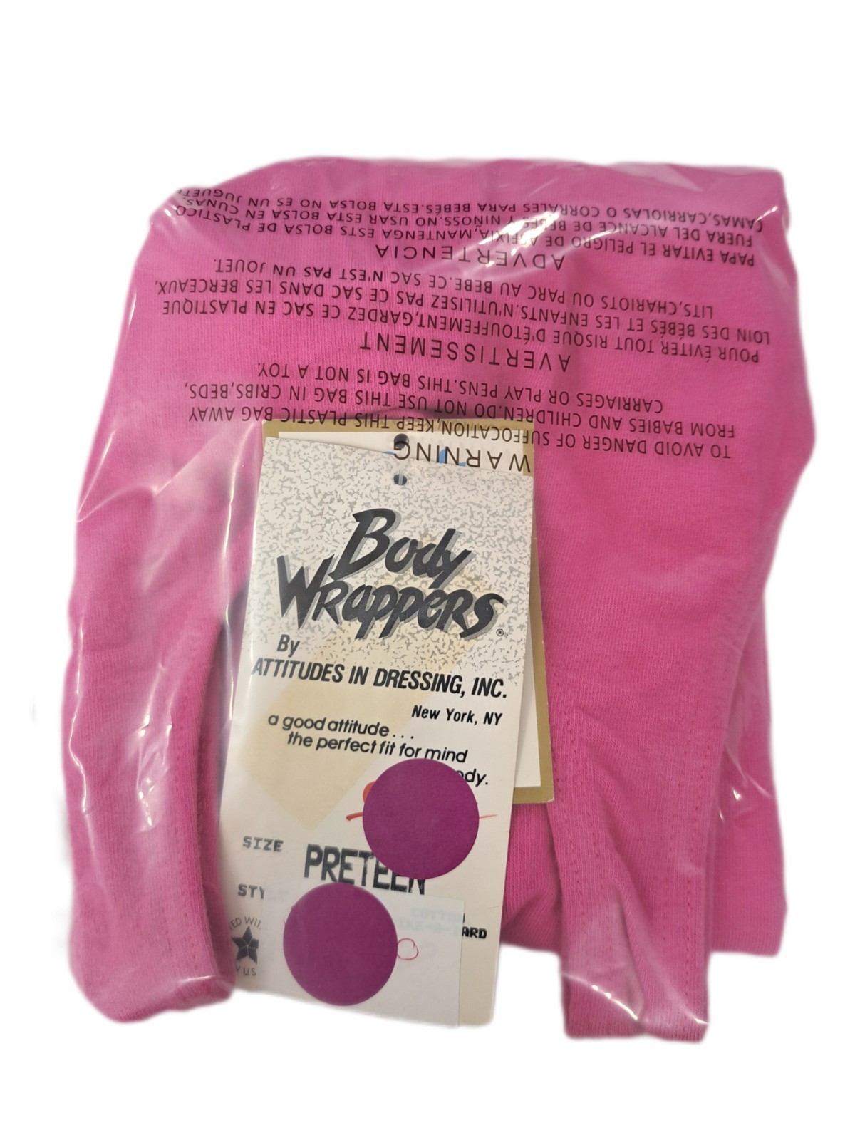 Body Wrappers VTG 80s Pink Cotton Unitard Biketard #182 Size Preteen / Adult XS