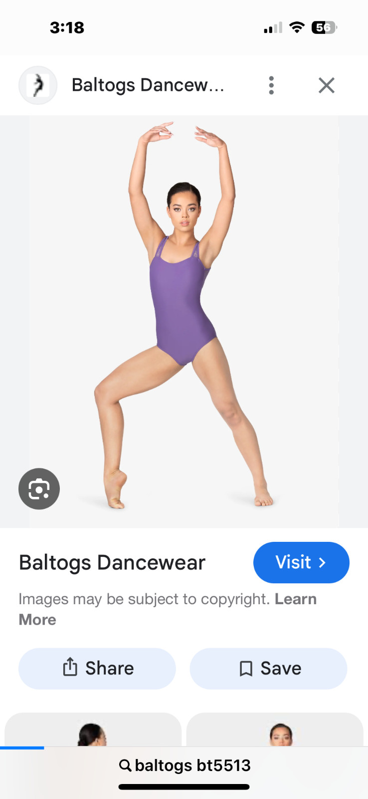 Baltogs Leotard Violet, size Large, style 5513