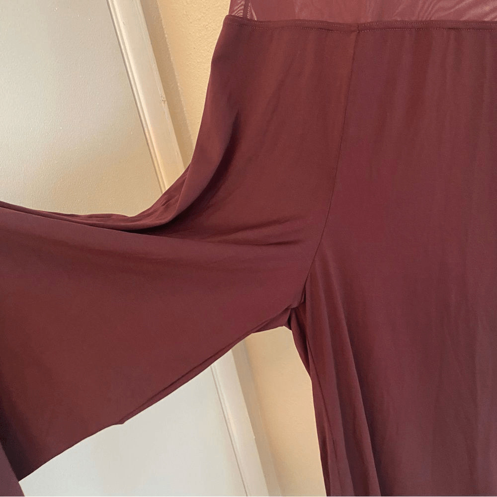 WEISSMAN Balera Dance Costume burgundy Culotte Unitard With Mesh MJ11187 SA