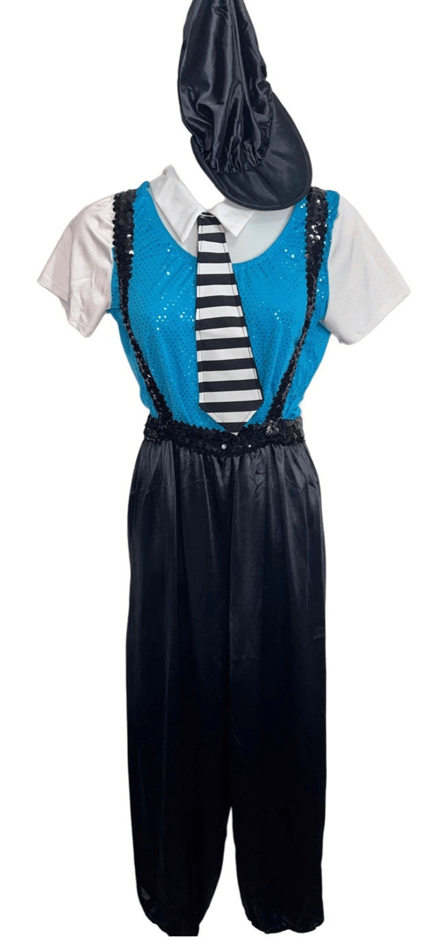 Dansco Newsies Dance Costume Adult L 6 Piece Set Sequin Paperboy Tap Jazz Blue