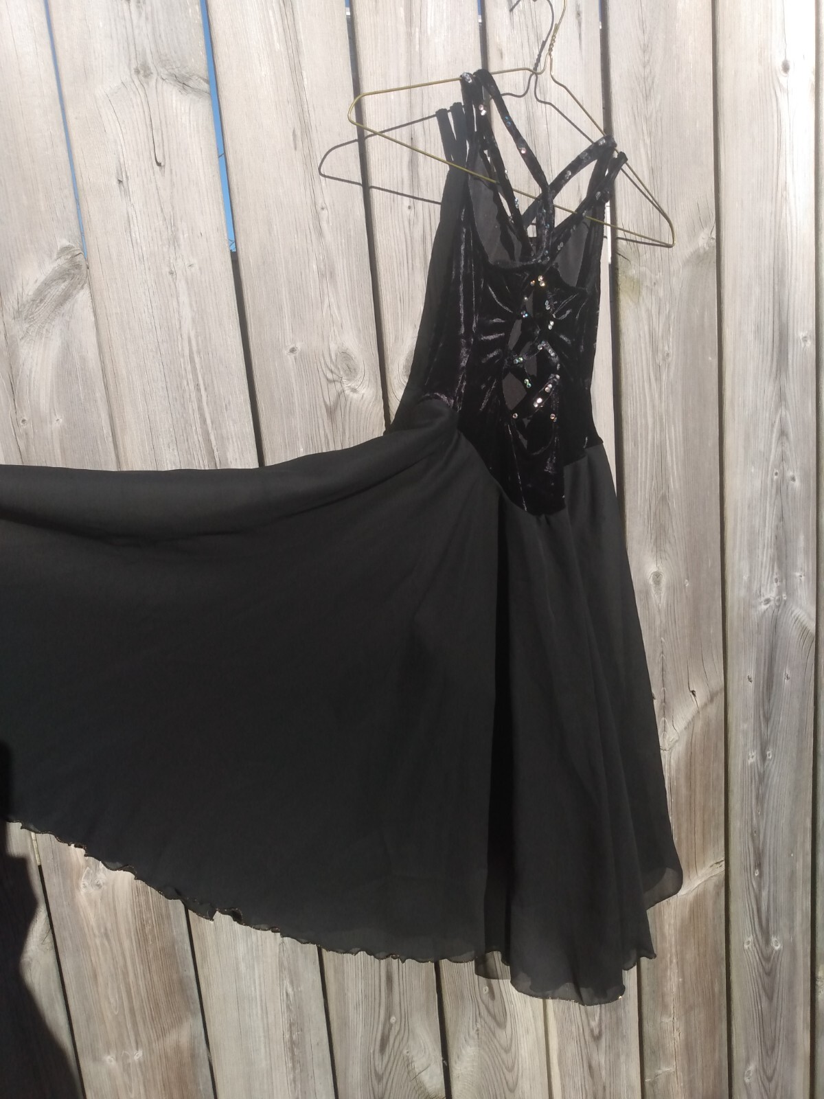 Black Dance Leotard Dress Velour Chiffon – Girl’s or Women’s Size