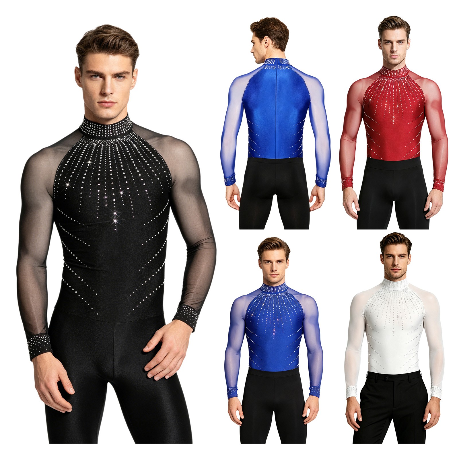 US Men Leotard Dance Bodysuit Themed Party Dancewear Modern Competition Gym