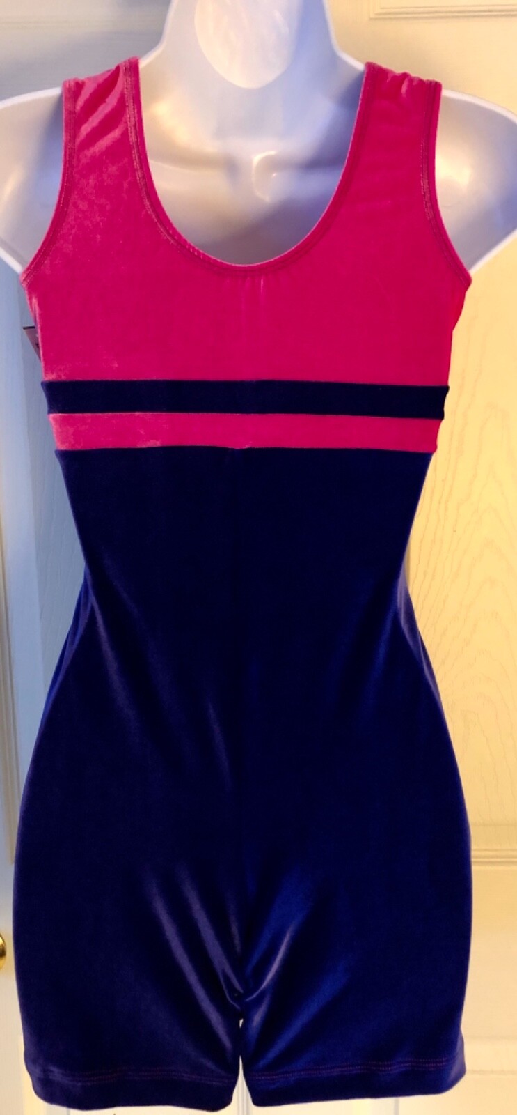 GK BIKETARD ADULT SMALL BERRY PURPLE VELVET TANK DANCE CHEER WORKOUT Sz AS NWT!