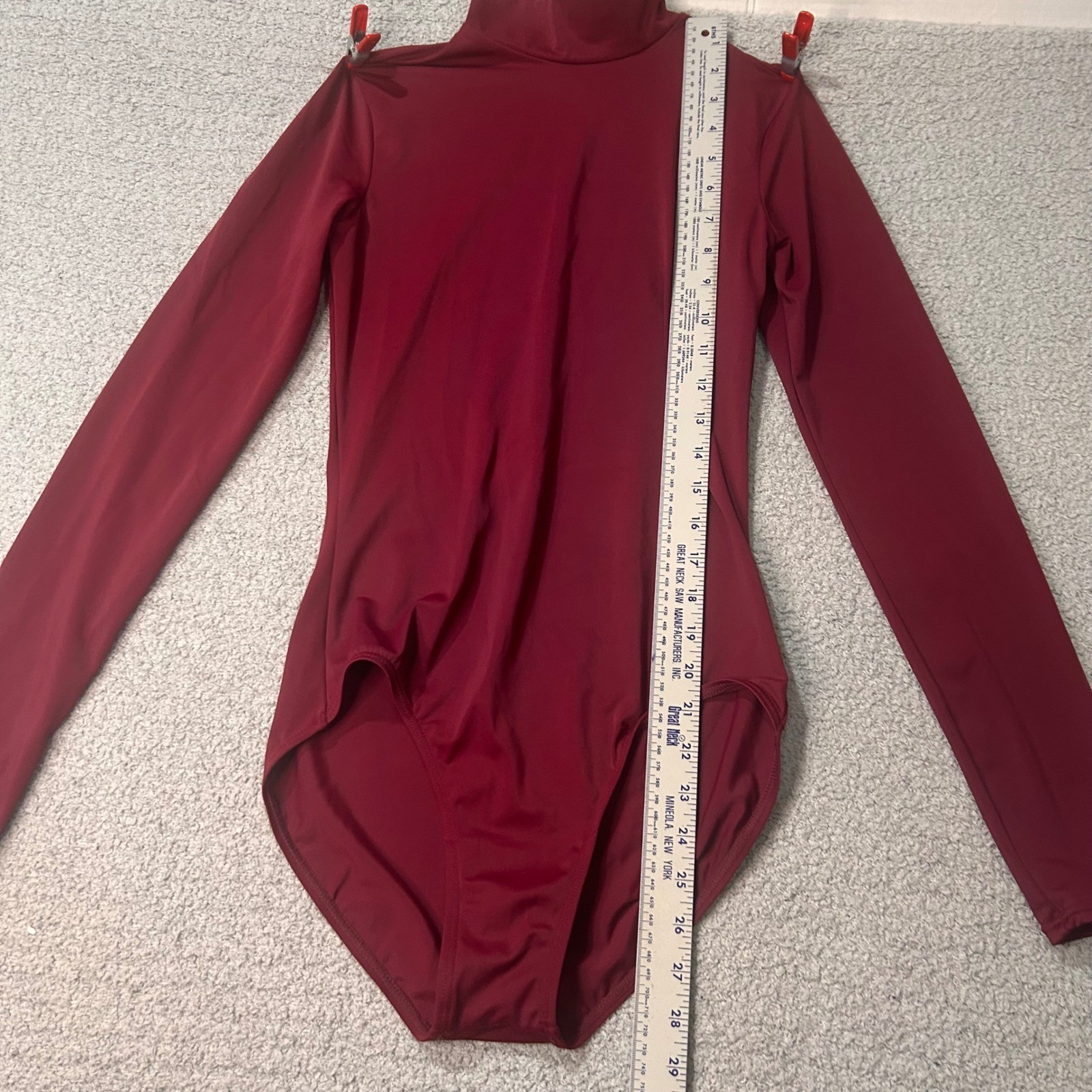 Weissman Dance Leotard Mock Neck MA Burgundy Balletcore Contemporary Minimalist
