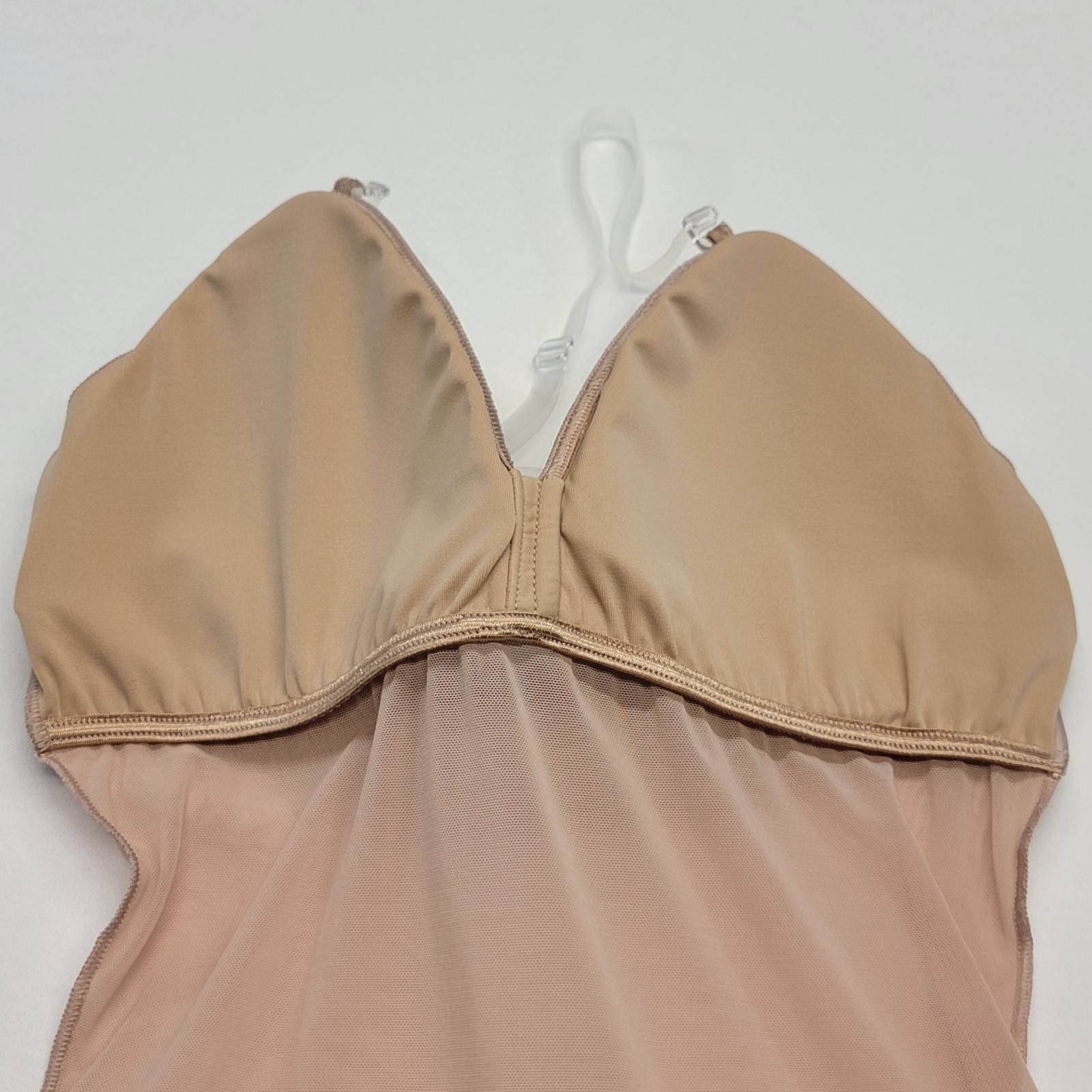 Body Wrappers Camisole Convertible Biketard Beige PowerMesh Midsection SZ MA