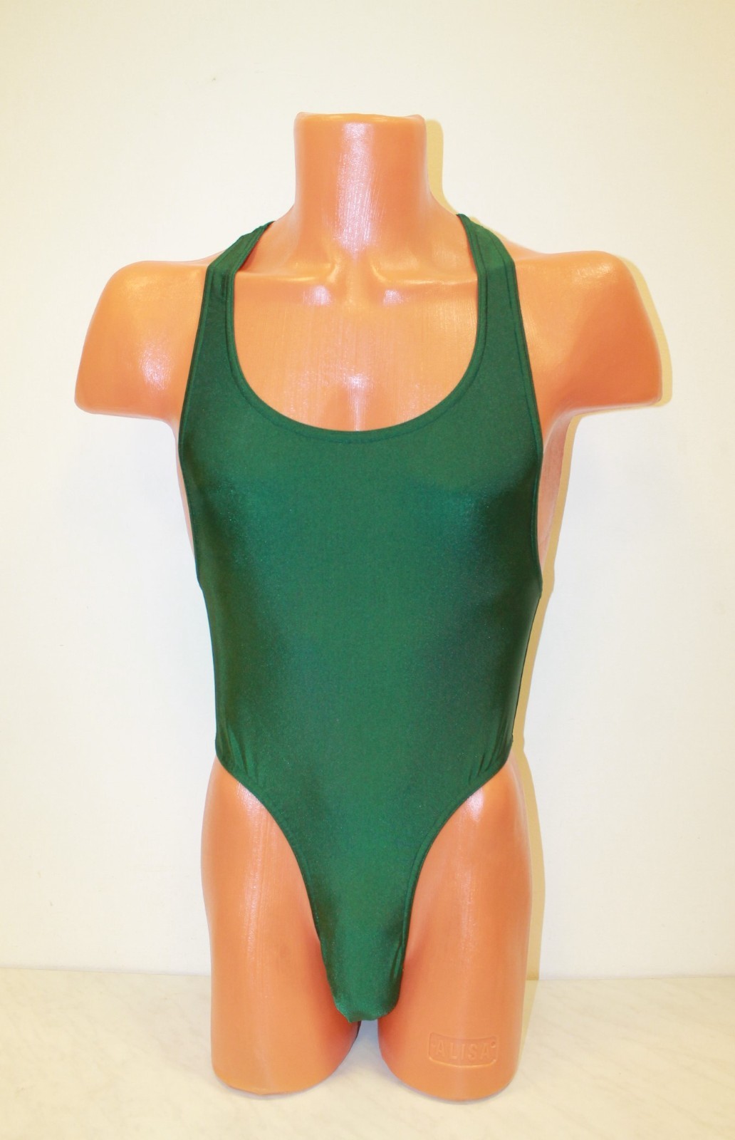 Men Leotard 152-05 Racerback Bottom Half Closed Dark Green Spandex Size S