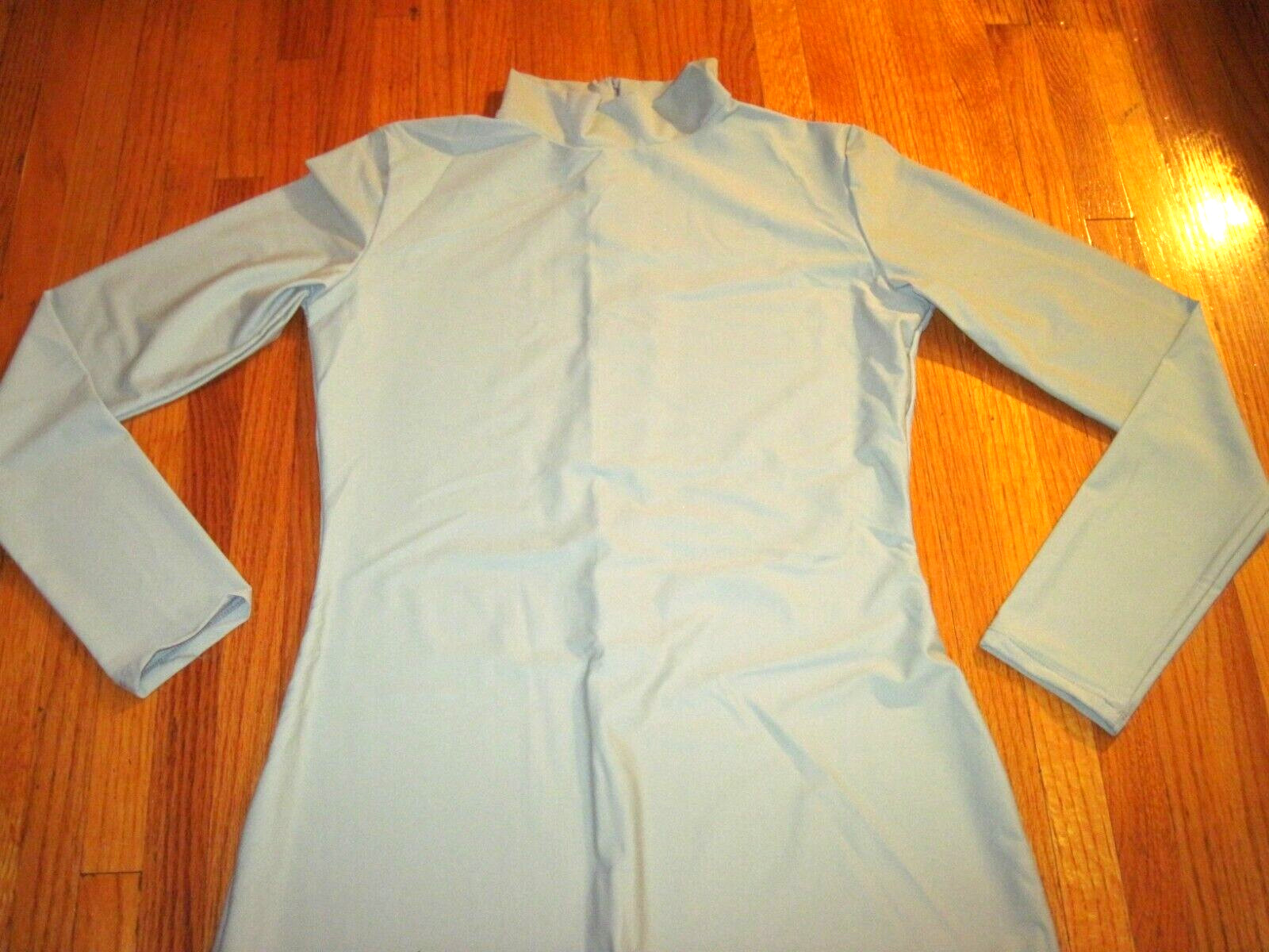 Plus Size Shiny Gray Long Sleeve T Neck Footed Unitard Jumpsuit Sz 2XL-16-18 New