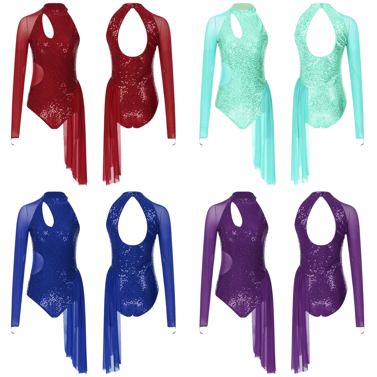 Women’s Jumpsuit Sheer Leotard Mesh Bodysuit Elegant Unitards Cut Out Dress