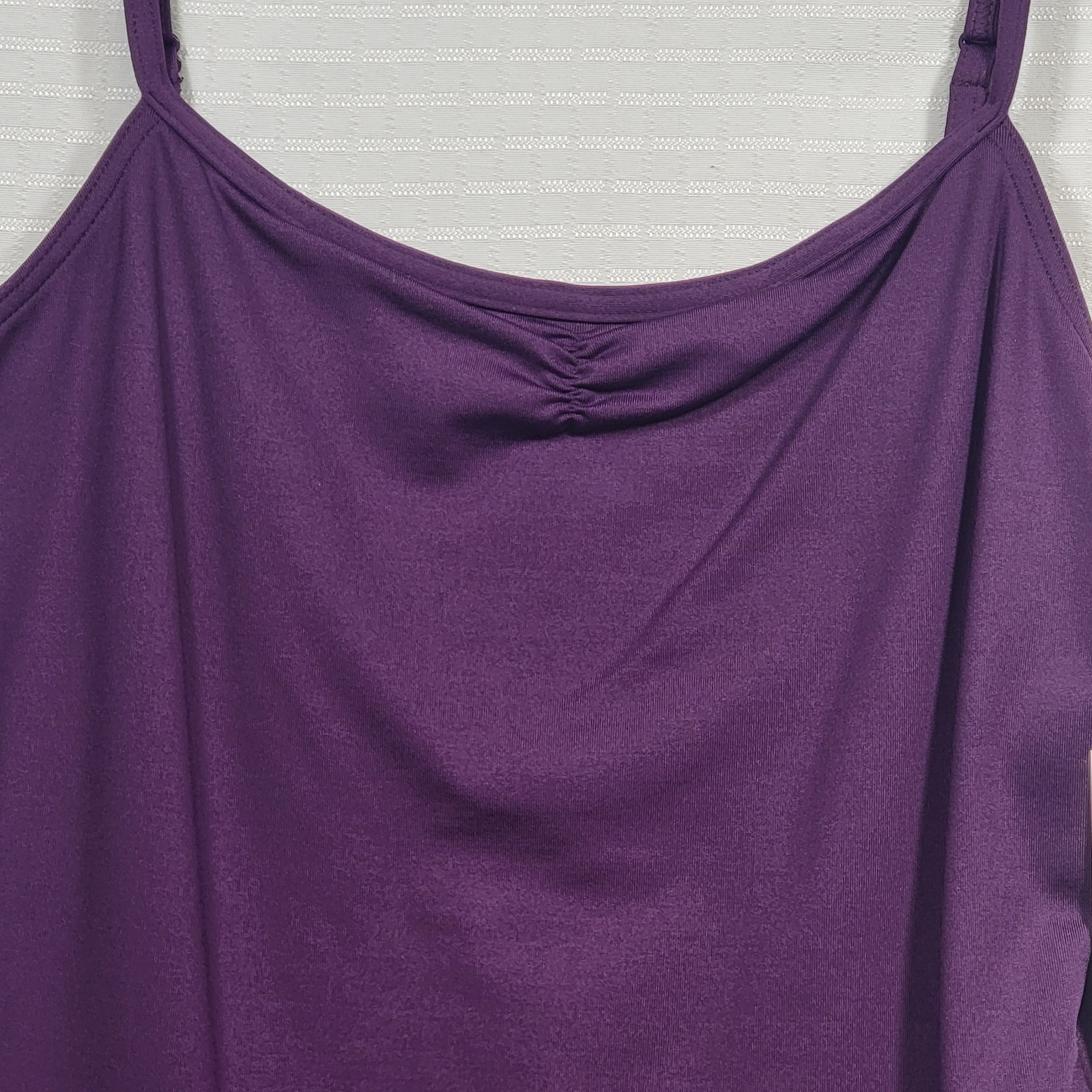 Capezio Pinch Front Camisole Leotard Purple Scoop Back Adjustable Straps SZ XLA