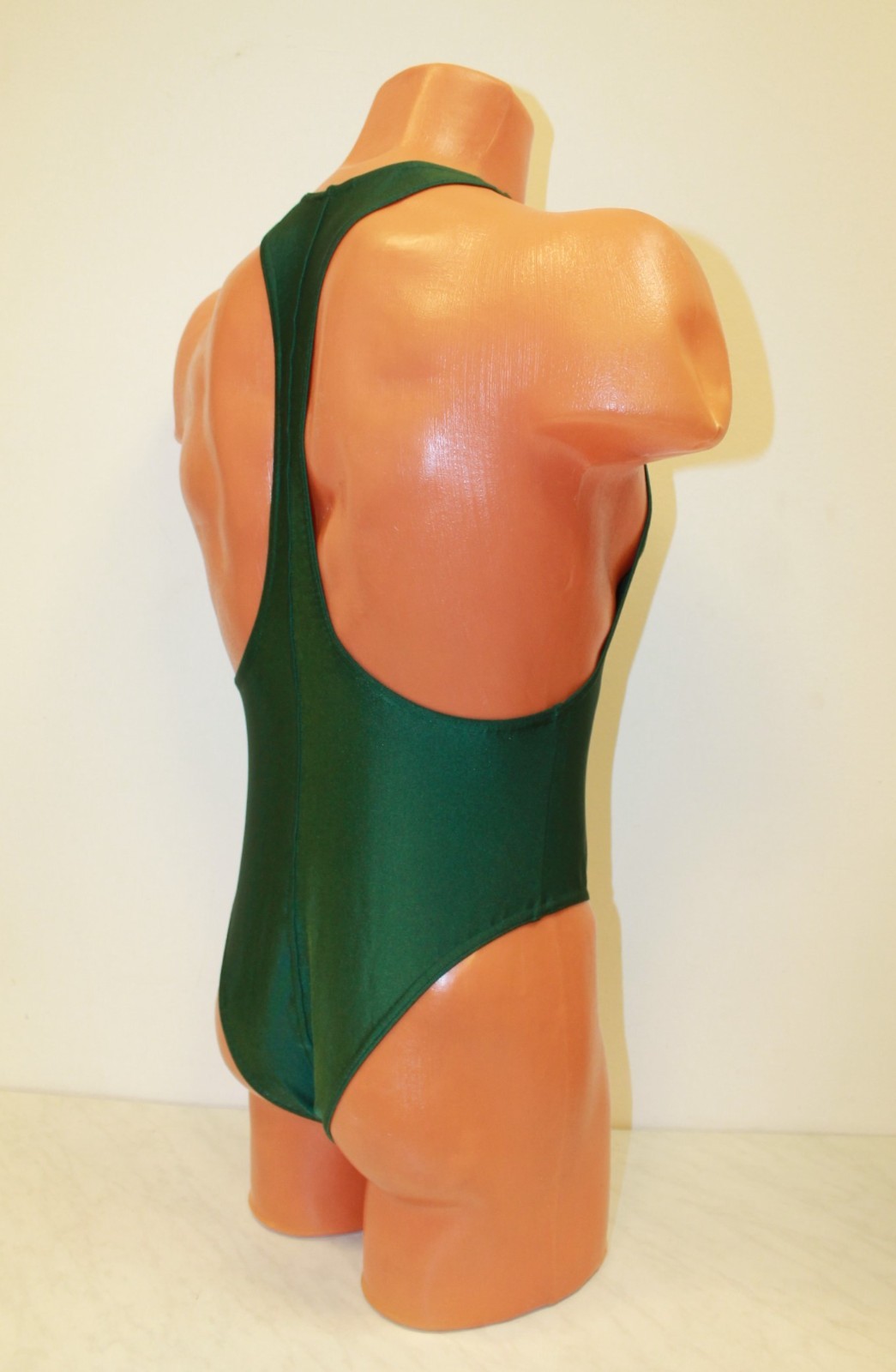 Men Leotard 152-05 Racerback Bottom Half Closed Dark Green Spandex Size S