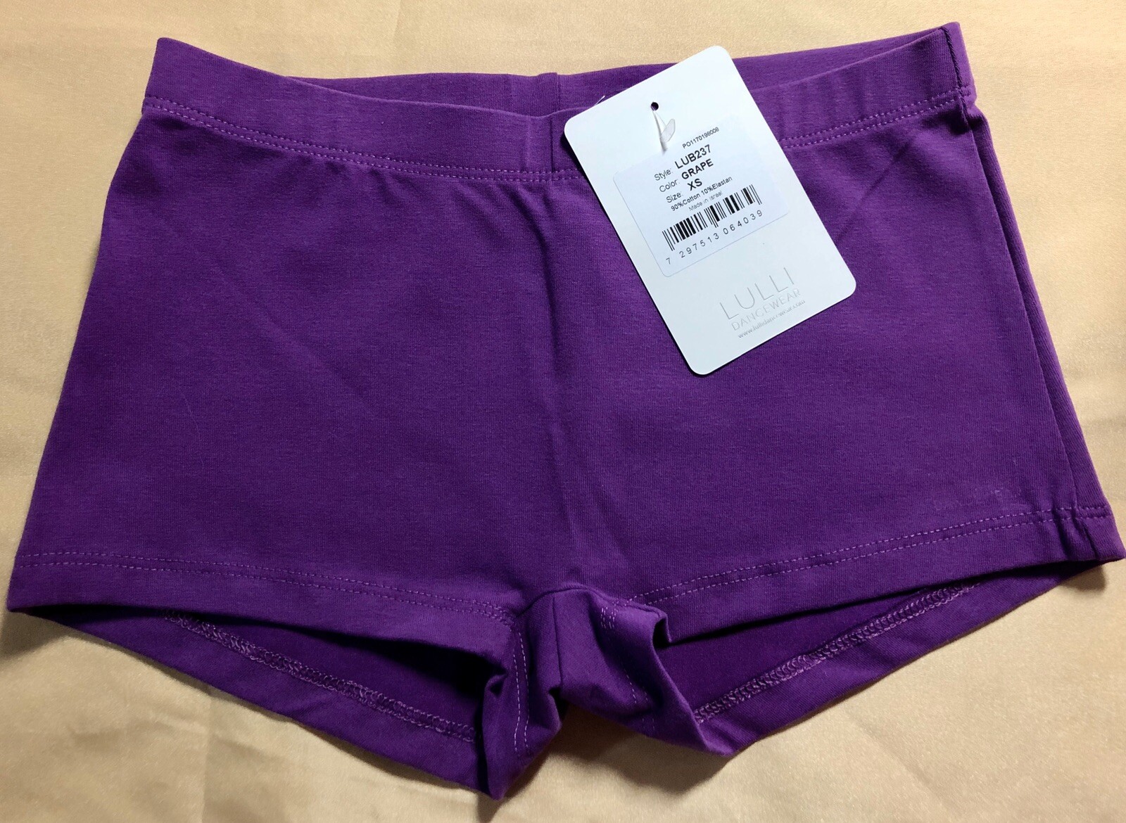 Shorts for Dance & Gymnastics – Soft & Seamless Front – SMALL ADULT – Grape
