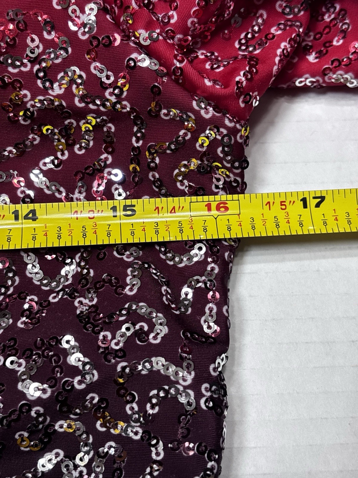 Weissman Sequin Performance Leotard Ombre Red Black Open Back Long Sleeve XLC