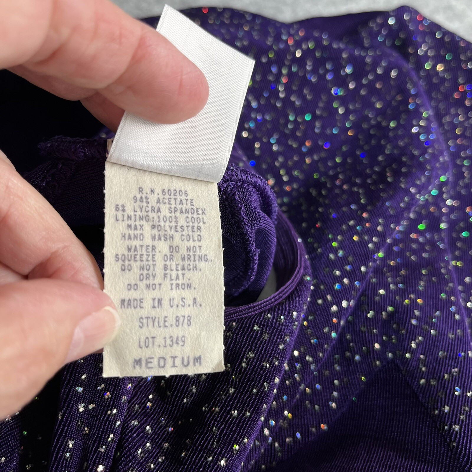 Vintage 80s Body Wrappers Full Leotard Dance Unitard Women M Purple Beaded