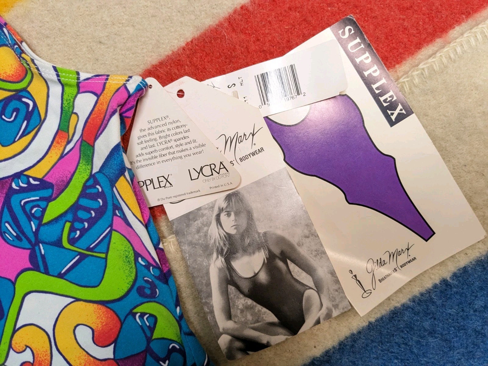 BNWT VTG 80s Gilda Marx USA Lycra Spandex Supplex Multicolor Leotard S