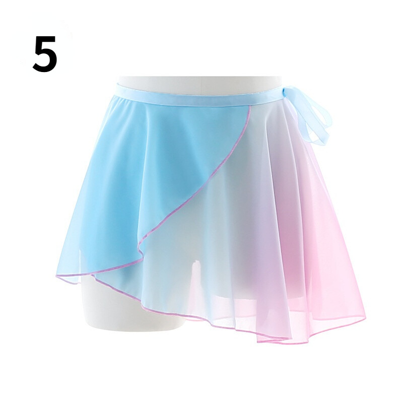 Women Ballet Dance Wrap Skirt Mini Chiffon Practice Gradient Color Dancewear New