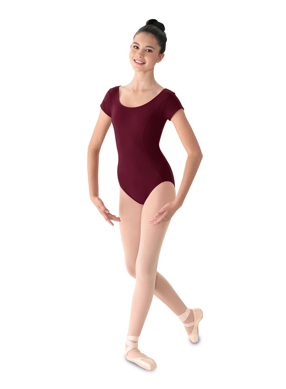 Women’s Princess Seam Cap Sleeve Dance Leotard Burgundy Medium
