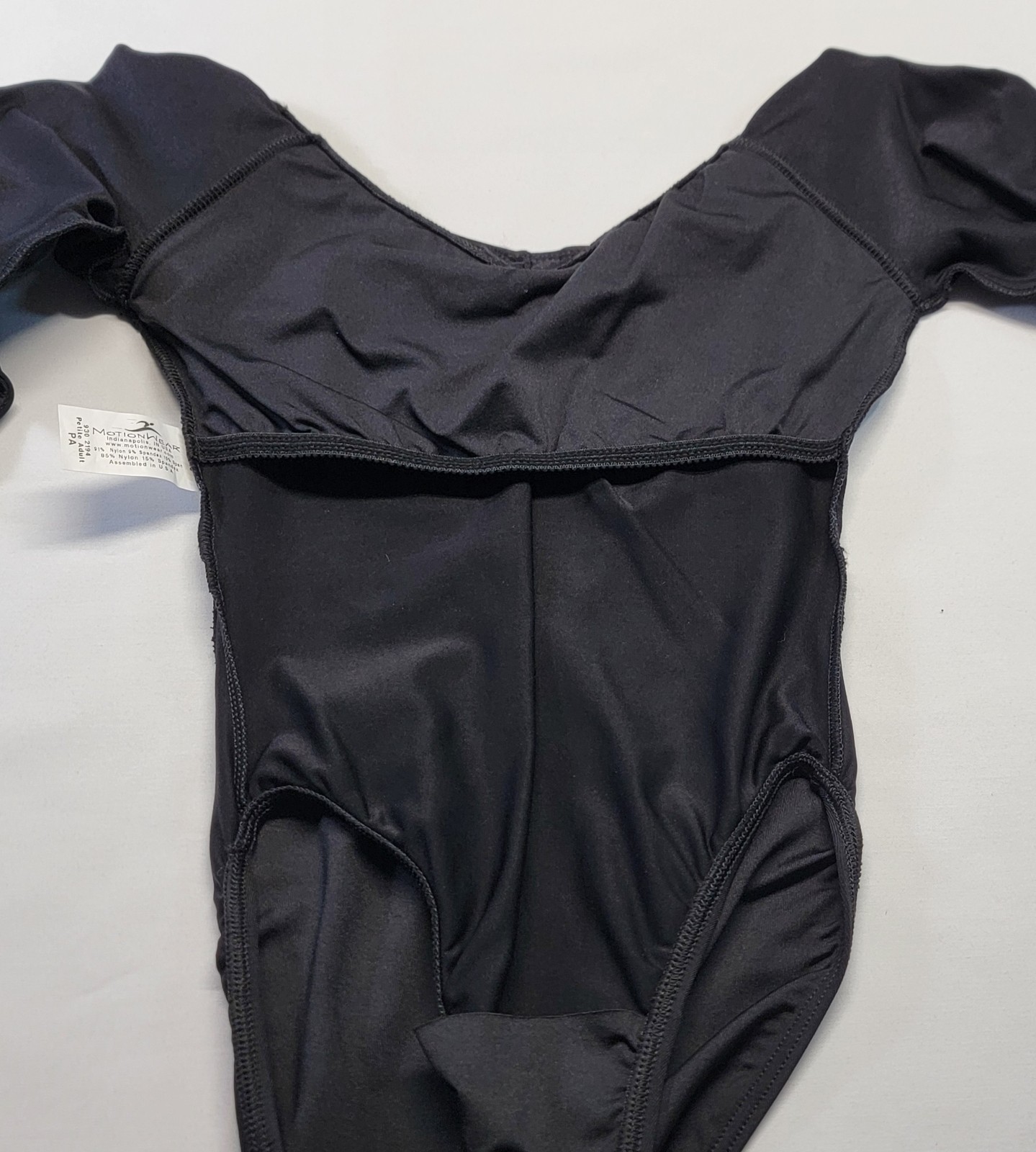 Motionwear Flower Mesh Tank Leotard Black Vertical Keyhole Cutouts Back SZ PA
