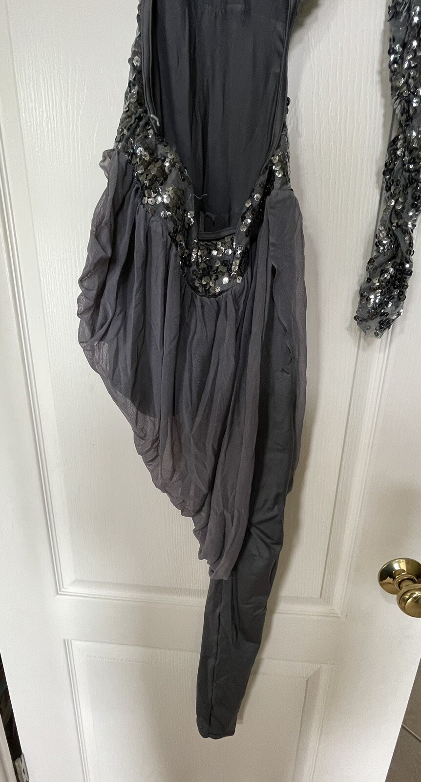 Weissman Dance Costume Dress Skate Jazz Tap Ballet Gray Unitard Mesh adult small