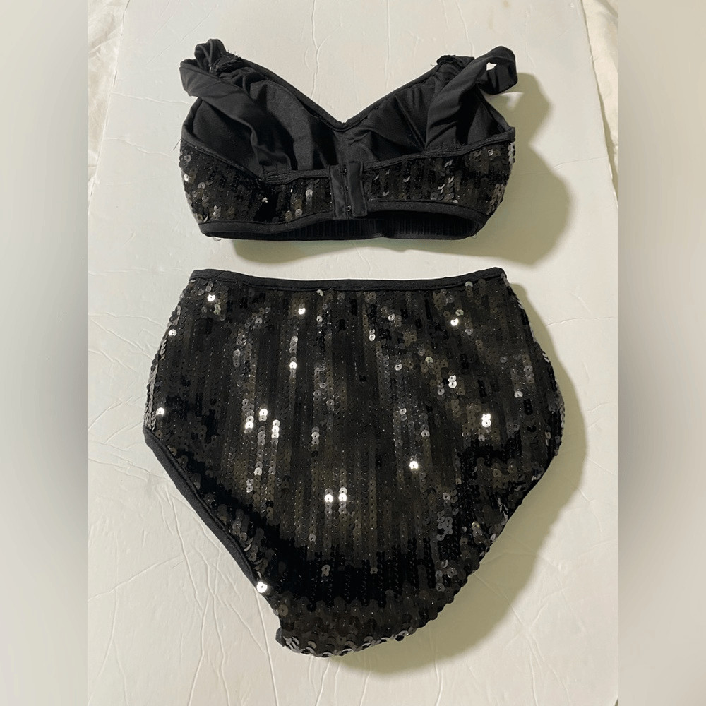 Glamour Dance solo dance costume mature sequin studded rocker goth 2 piece SA/MA
