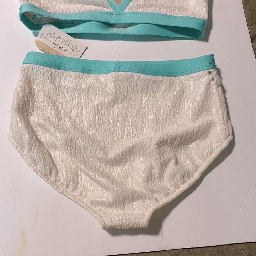 Custom solo 2 piece dance costume lyrical contemporary white aqua convention MA