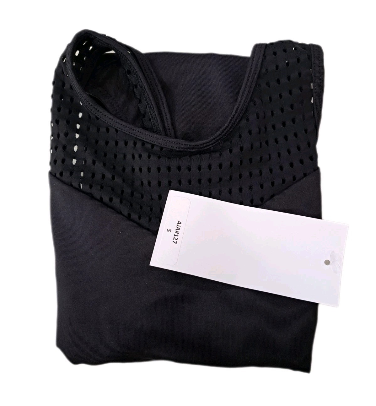 Aja VTG Strappy Crossback Belted Mesh Tank Leotard Black Women’s AS Size S