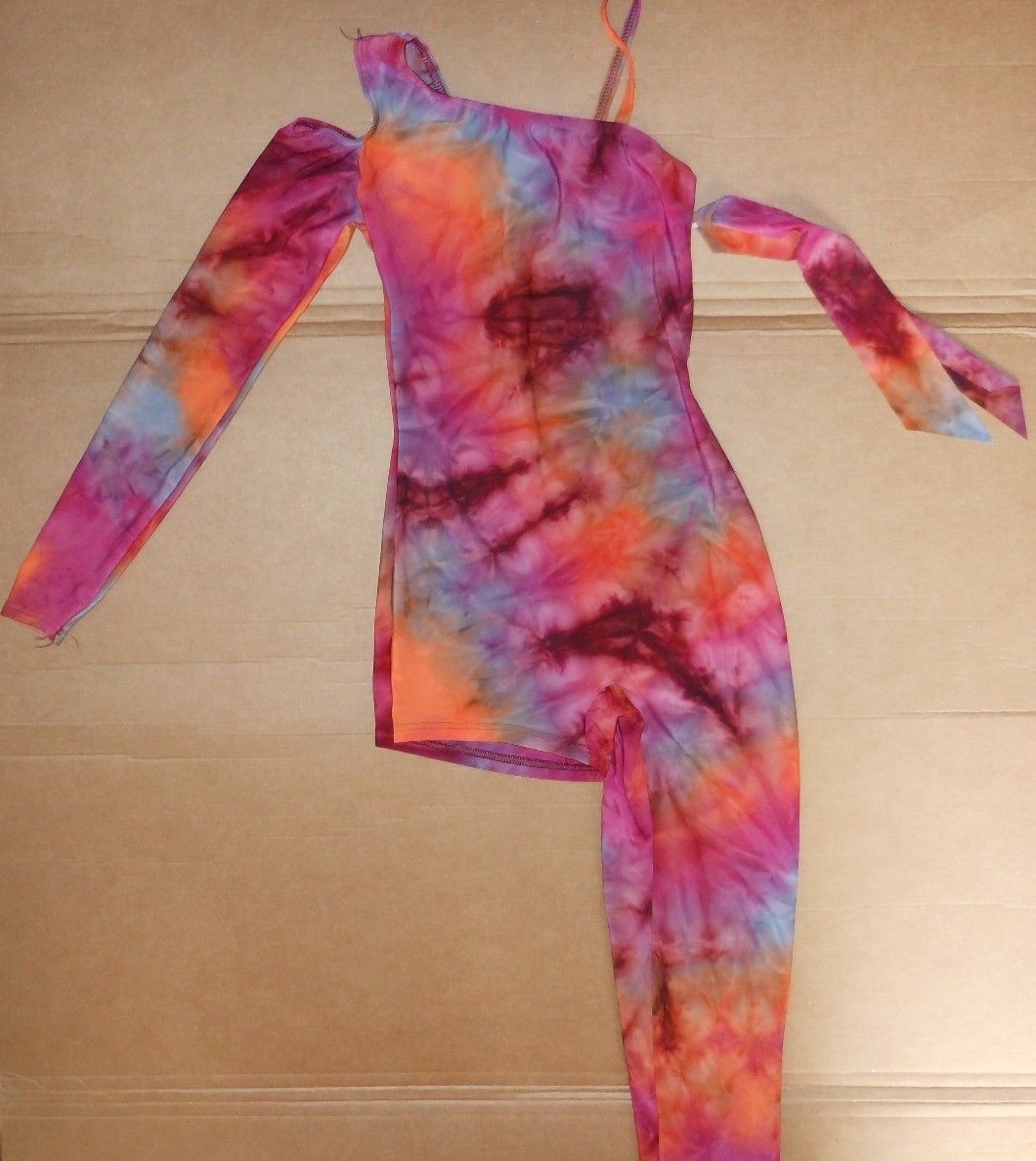 NWOT One legged Unitard Lyrical Tiedye Shelf Lined Dance Ladies Size petite