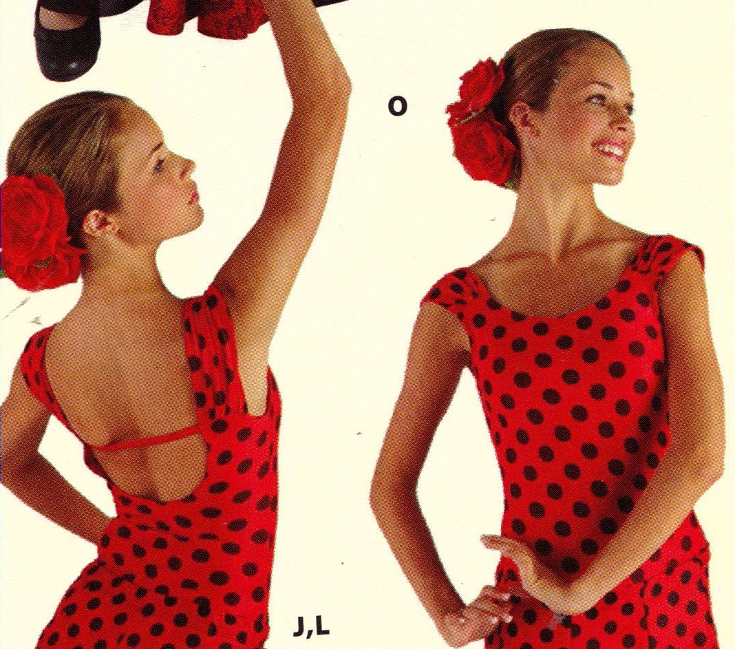 NWOT ruched strap Leotard Lowback Dotted frontlined flamenco leotard red/black