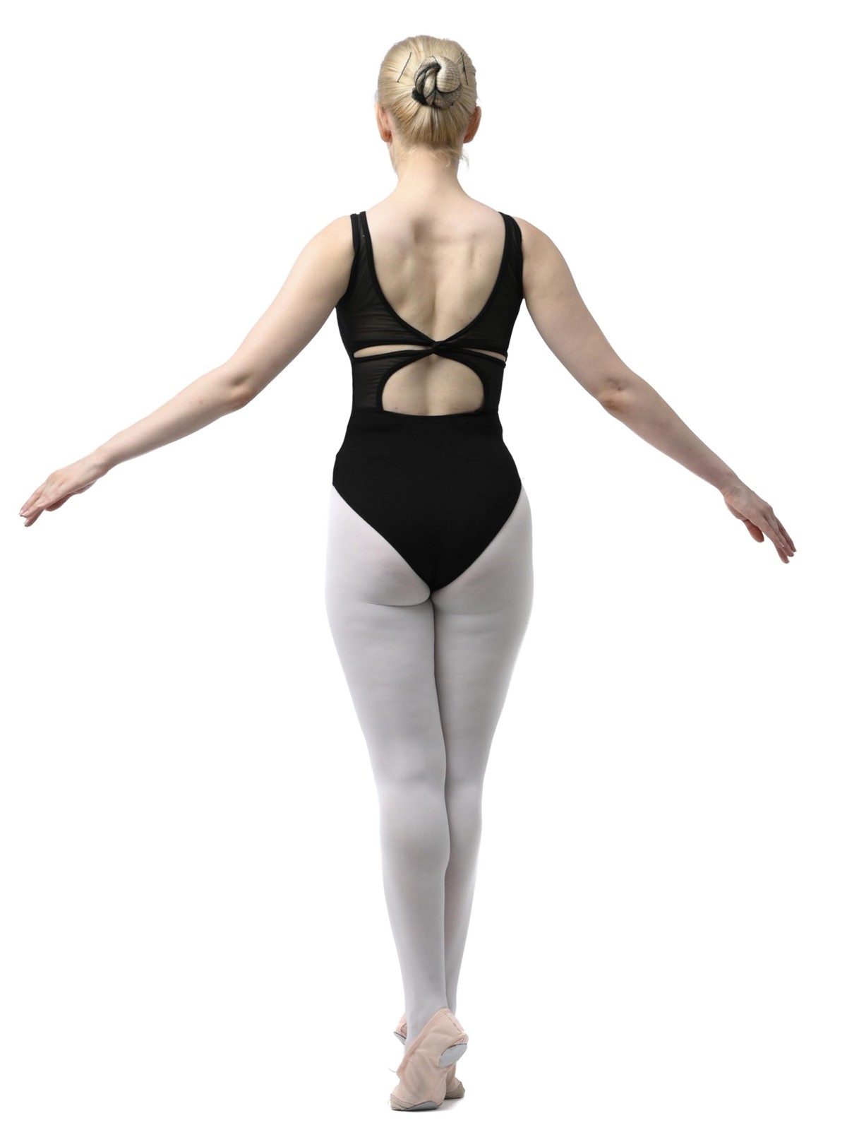 Womens Black Mesh Cutout Leotard For Dance Gymnastics 03D2406 Activewear