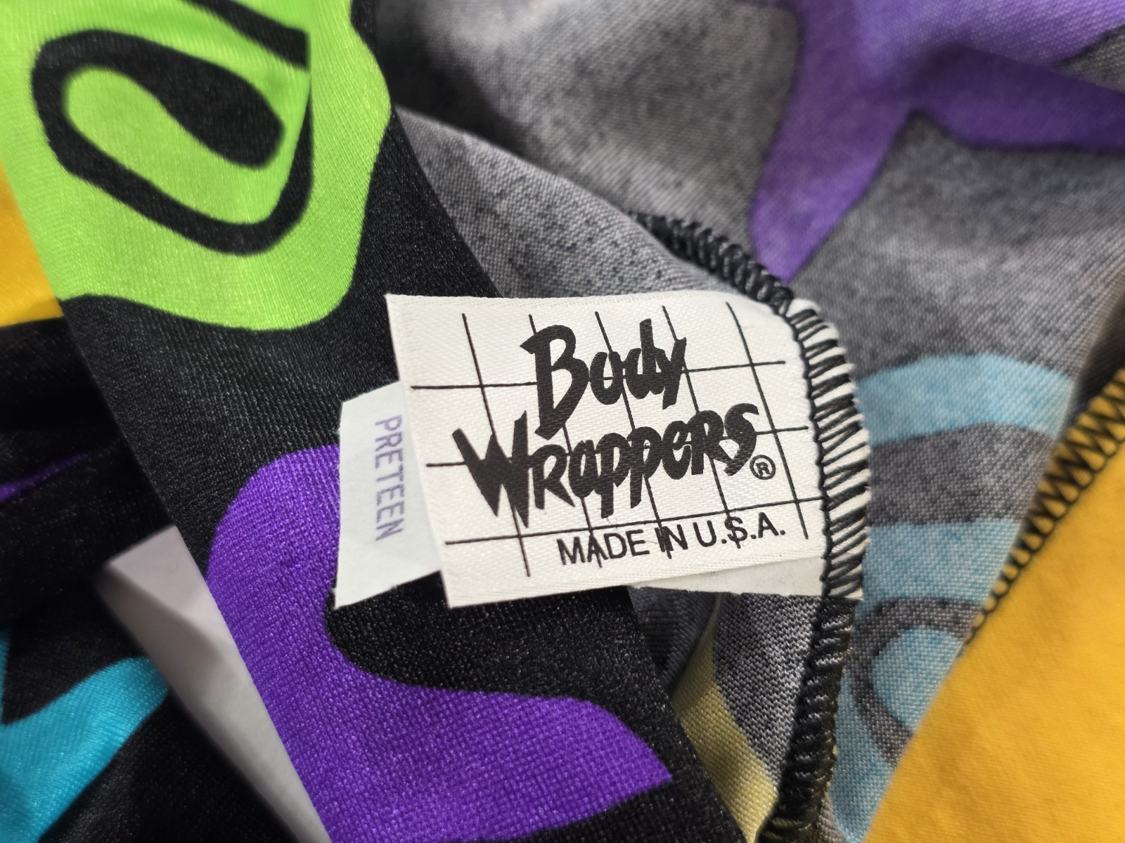 Body Wrappers Vintage 80s Open Back LS Colorful Leotard Dance Preteen Adult XS/S