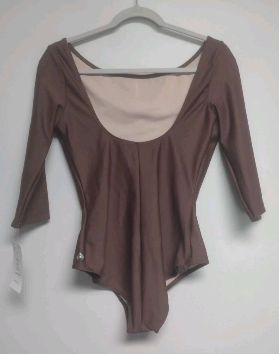 Mariia Dancewear Leotard Wide Scoop Neck 3/4 Sleeve Mocha Brown NWT Adult XL