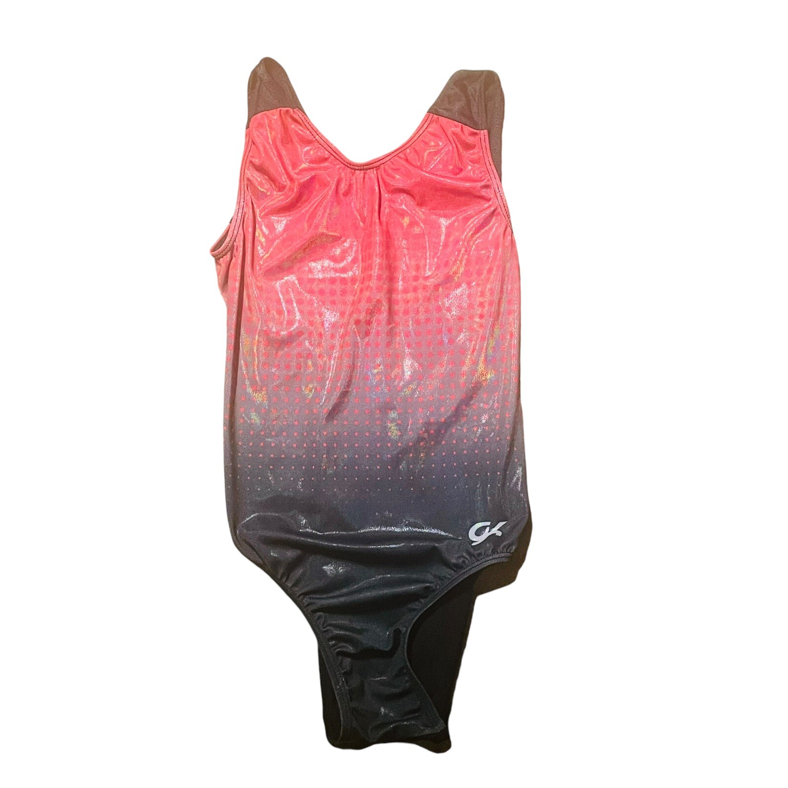 GK Elite CPNY Rhinestone LEOTARD Gymnastics Dance Black Red Dots Adult S