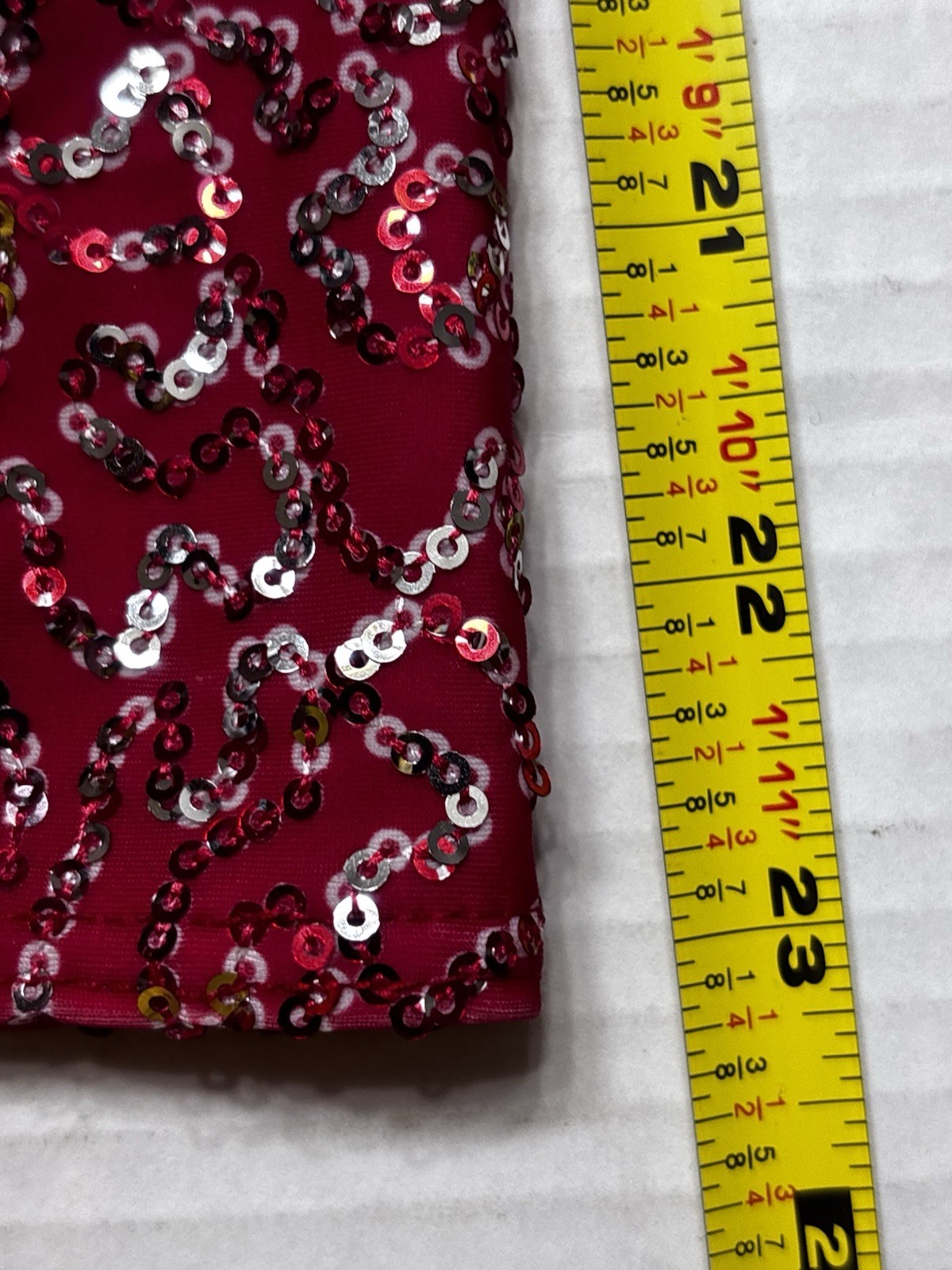 Weissman Sequin Performance Leotard Ombre Red Black Open Back Long Sleeve XLC