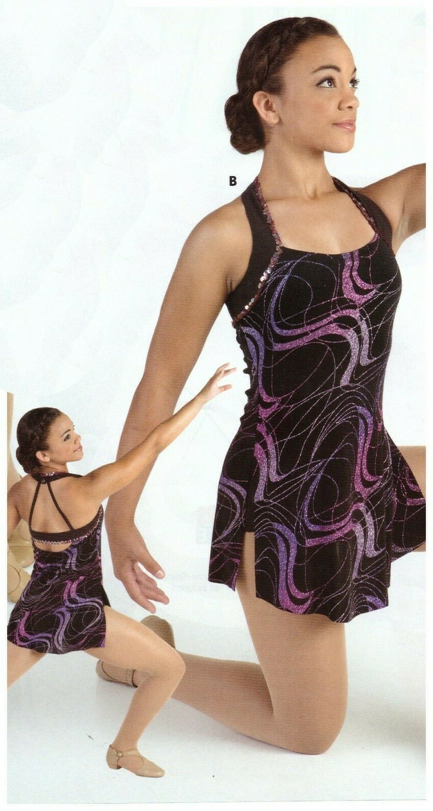 Dance Costume Lyrical glittered slinky keyhole sequin trimmed full leotard under