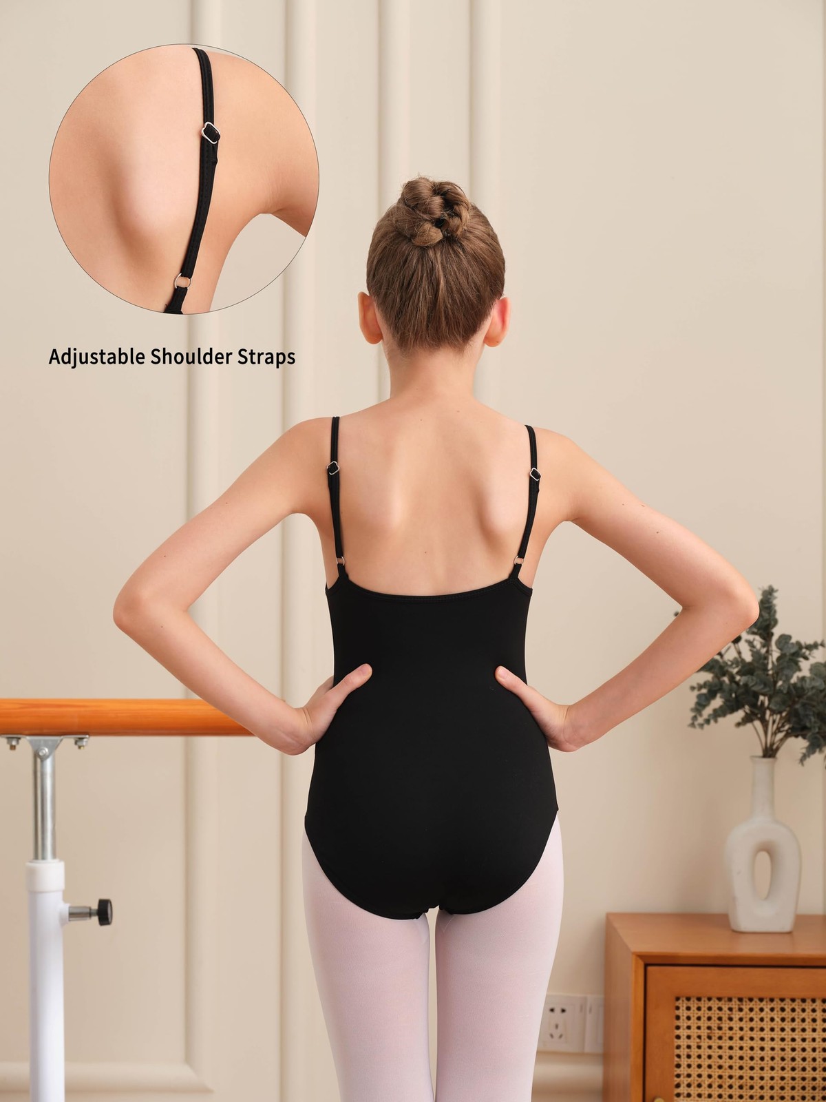 WYHDY Ballet Leotard for Girls 14Y(12-14 Years), Black（v-shaped Fine Mesh）