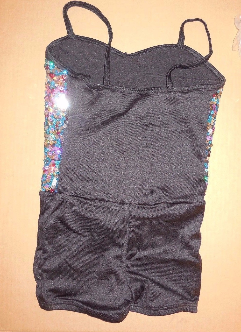 Silver Multicolor Sequin Shorty Unitard Boycut Leotard Dance over 40 available