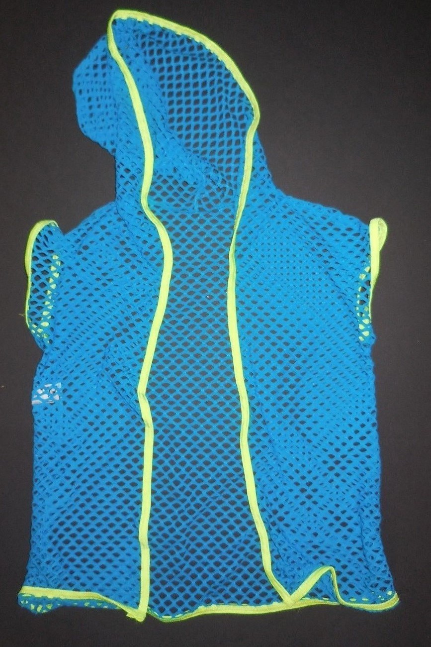 Big Hole Mesh Turquoise lime Hoody open jacket Ladies sizes Long Dance item