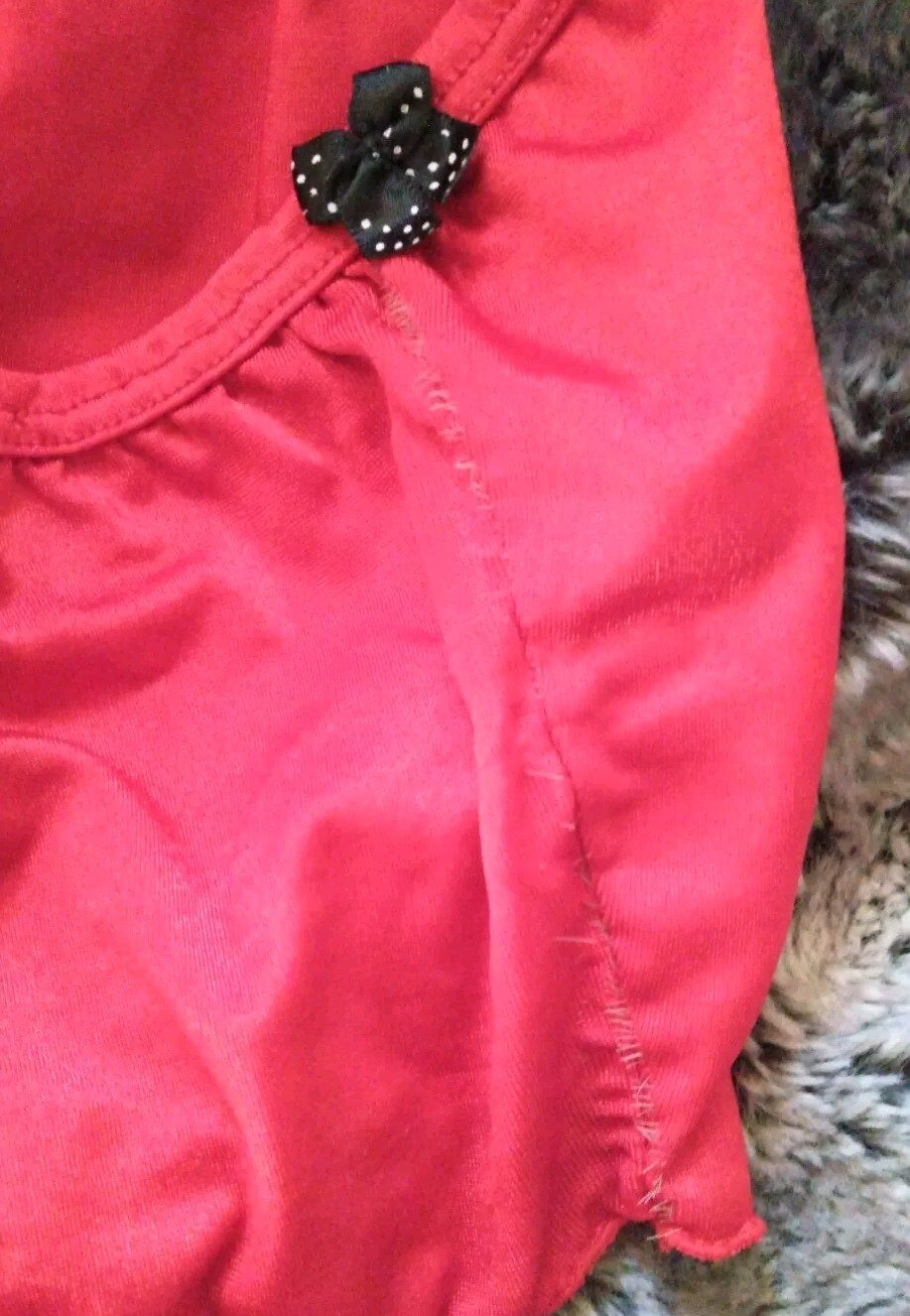 Red Tube Top Cropped Red W/Black & White Bows Club Dancewear Early 2000s S/P
