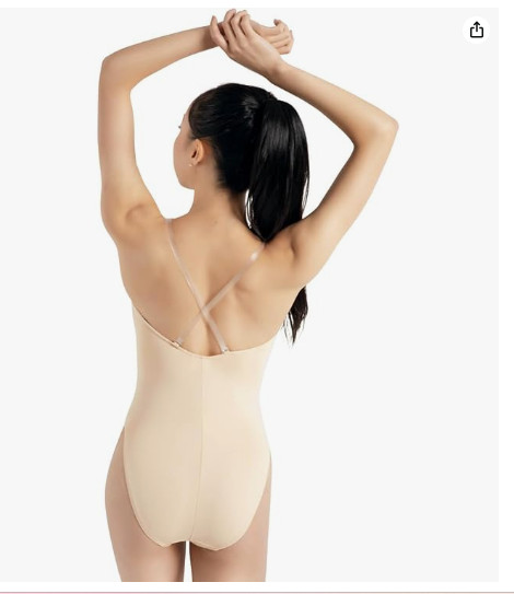 Capezio women’s Camisole Leotard X-Small With Clear Transition Straps Nude