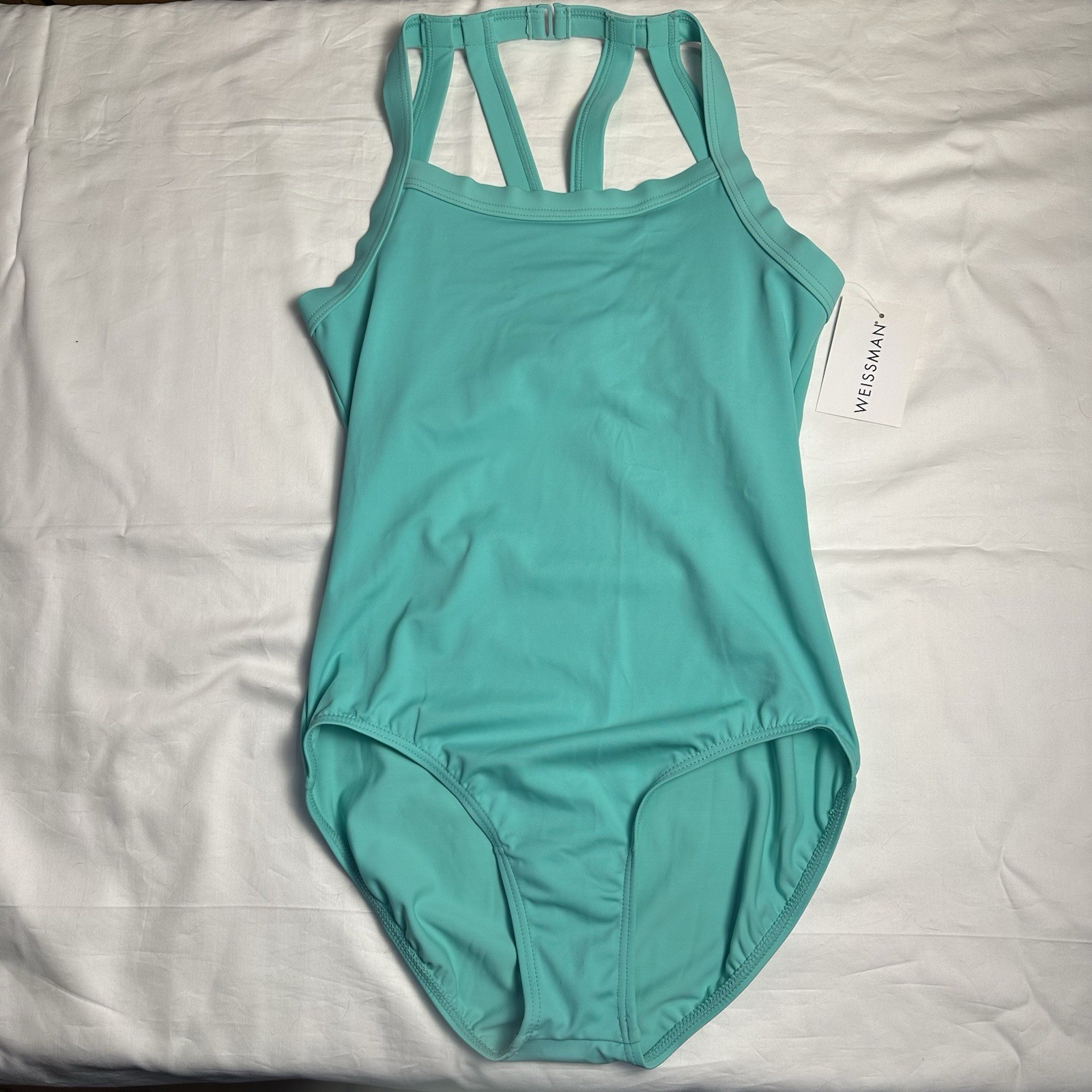 Weissman NWT Aqua Wide Camisole Strappy Ballet Dance Leotard SA 14538